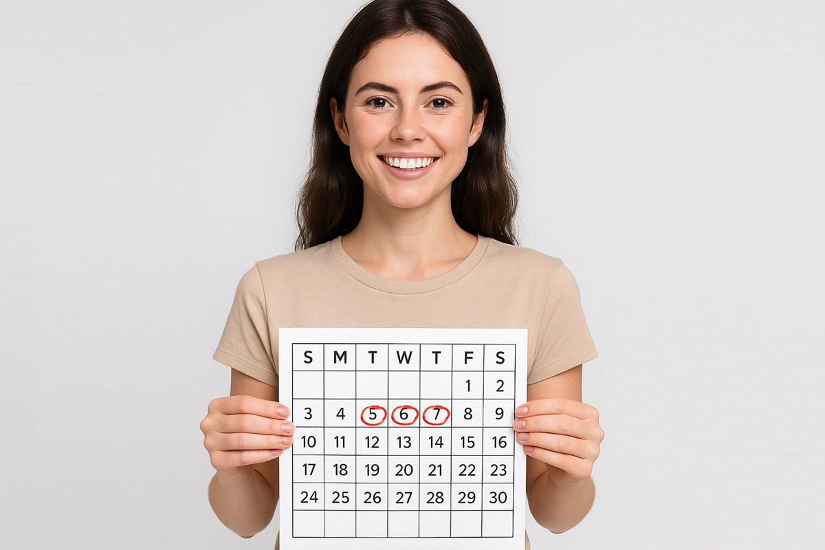 woman holding calendar with circled dates after using ovulation calculator and fertility window tool
